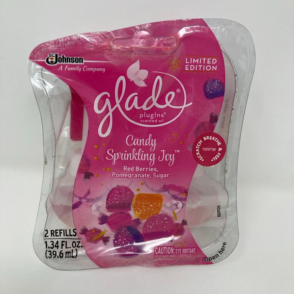 2 Refills Glade Candy Sparkling Joy PlugIns Plug In Scented Oil Refills 1.34oz